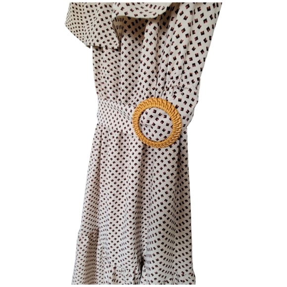 EPISODE Woman's Small Off the Shoulder Boho Tiered Flowy Midi Dress Beige - Picture 4 of 13